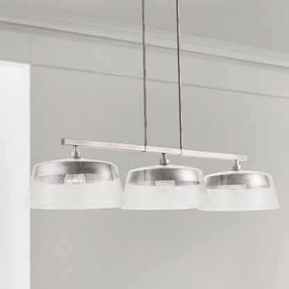 Capital Lighting Decker 3-Light Island, Washed Grey/Clear Seeded