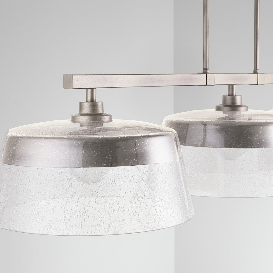 Capital Lighting Decker 3-Light Island, Washed Grey/Clear Seeded