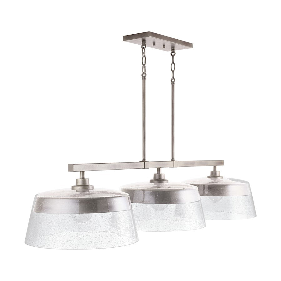 Capital Lighting Decker 3-Light Island, Washed Grey/Clear Seeded