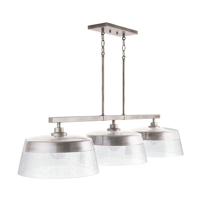 Capital Lighting Decker 3-Light Island, Washed Grey/Clear Seeded
