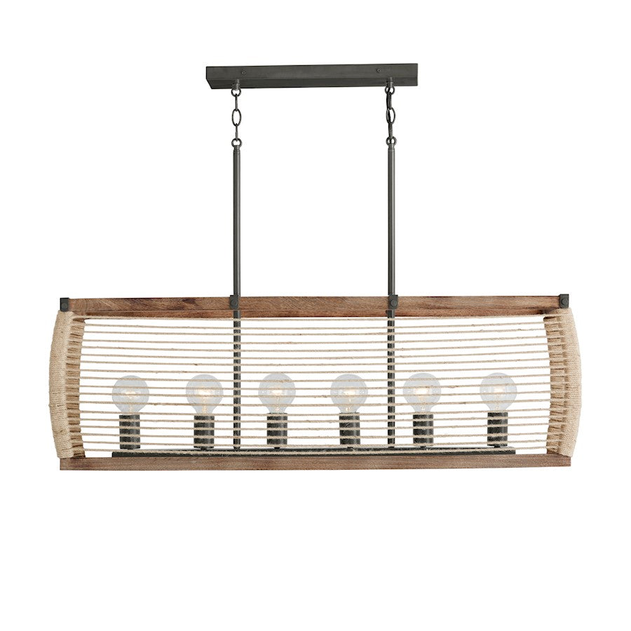 Capital Lighting Jacob 6 Light Island, Grey Wash and Iron Silk