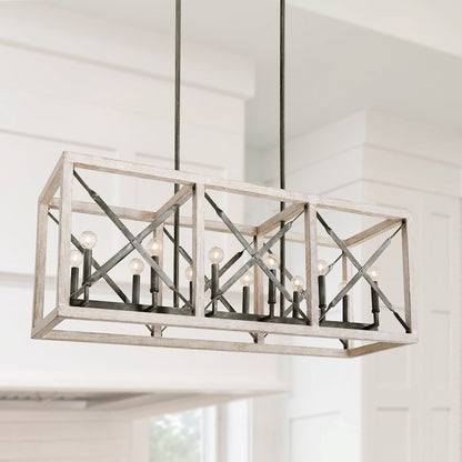 Capital Lighting Remi 12-Light Island, Brushed White Wash Nordic Iron