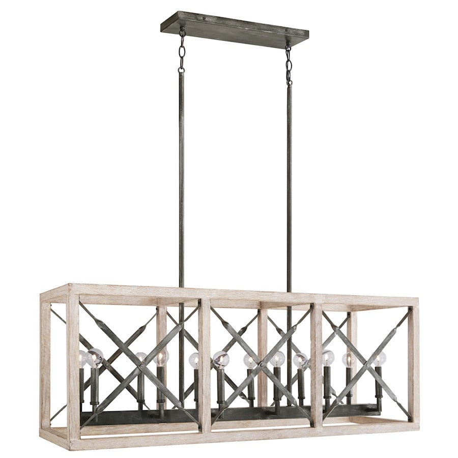 Capital Lighting Remi 12-Light Island, Brushed White Wash Nordic Iron
