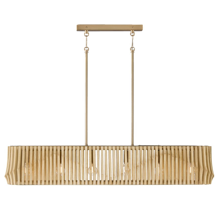 Capital Lighting Archer 6Lt Linear Chandelier, Blonde Wood/Brass - 844661BWB