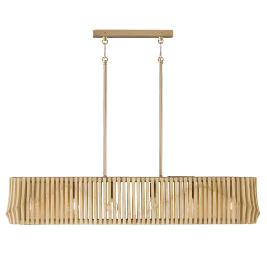 Capital Lighting Archer 6Lt Linear Chandelier, Blonde Wood/Brass - 844661BWB