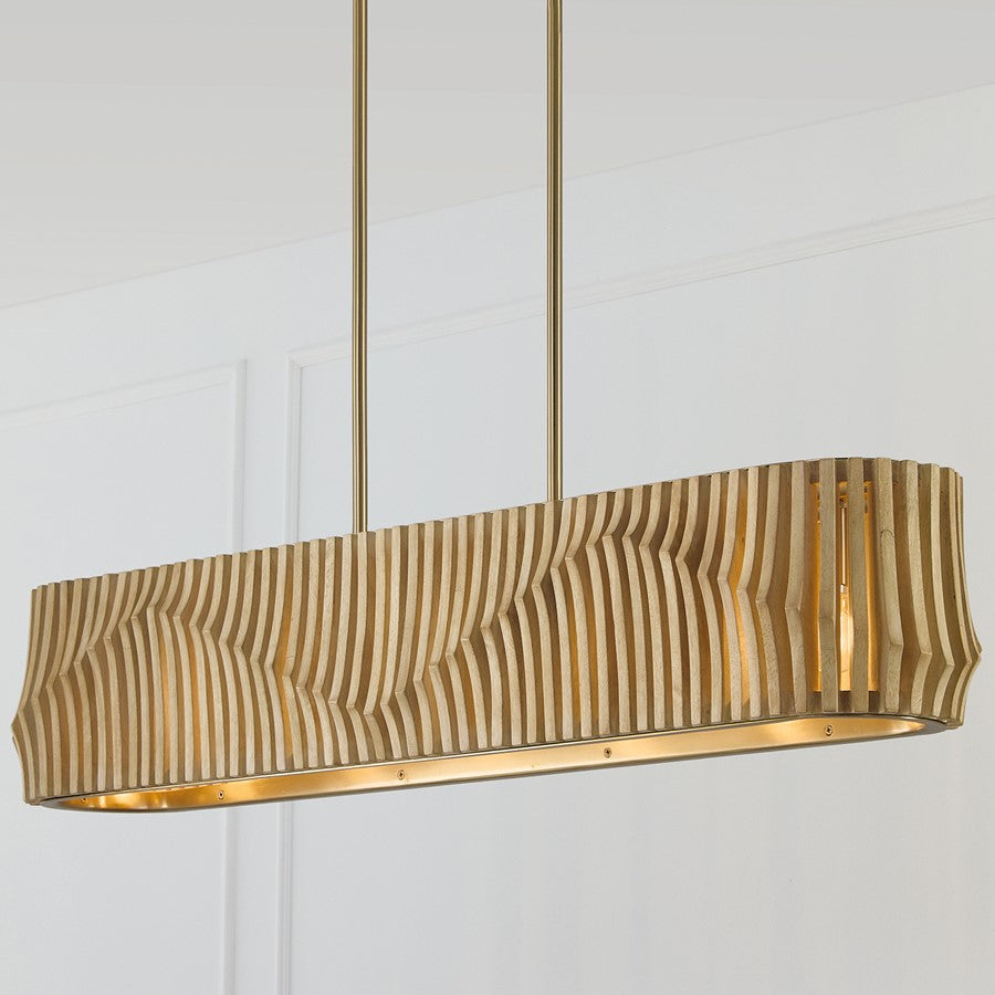 Capital Lighting Archer 6Lt Linear Chandelier, Blonde Wood/Brass