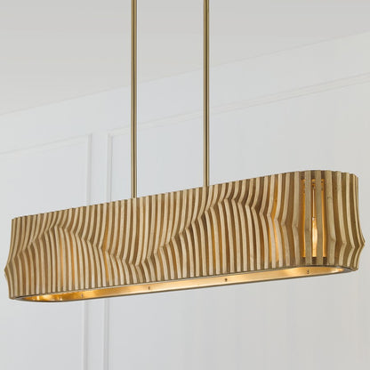 Capital Lighting Archer 6Lt Linear Chandelier, Blonde Wood/Brass