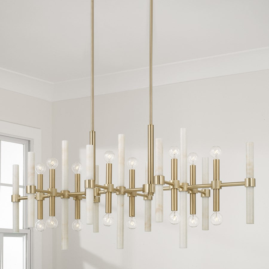 Capital Lighting Marlow 16 Light Linear Chandelier, Matte Brass