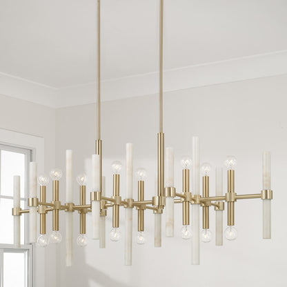 Capital Lighting Marlow 16 Light Linear Chandelier, Matte Brass