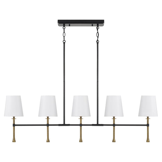 Capital Lighting Hollis 5Lt Linear Chandelier, Black/Gold/White - 860751MBG-717