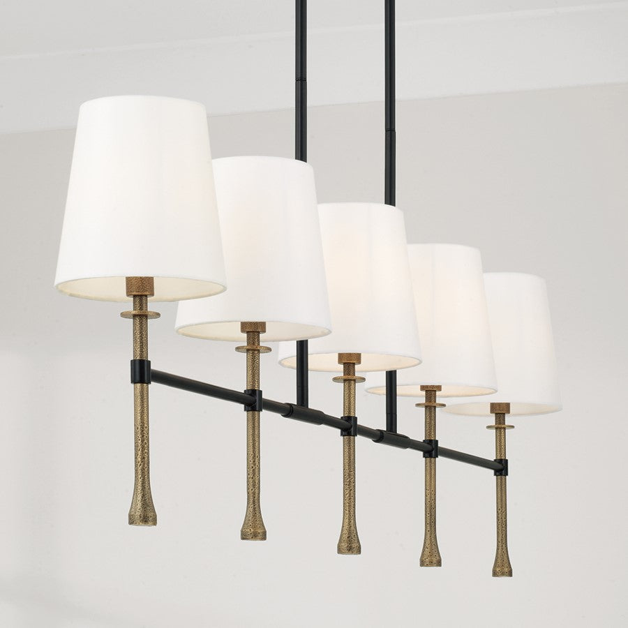 Capital Lighting Hollis 5Lt Linear Chandelier, Black/Gold/White