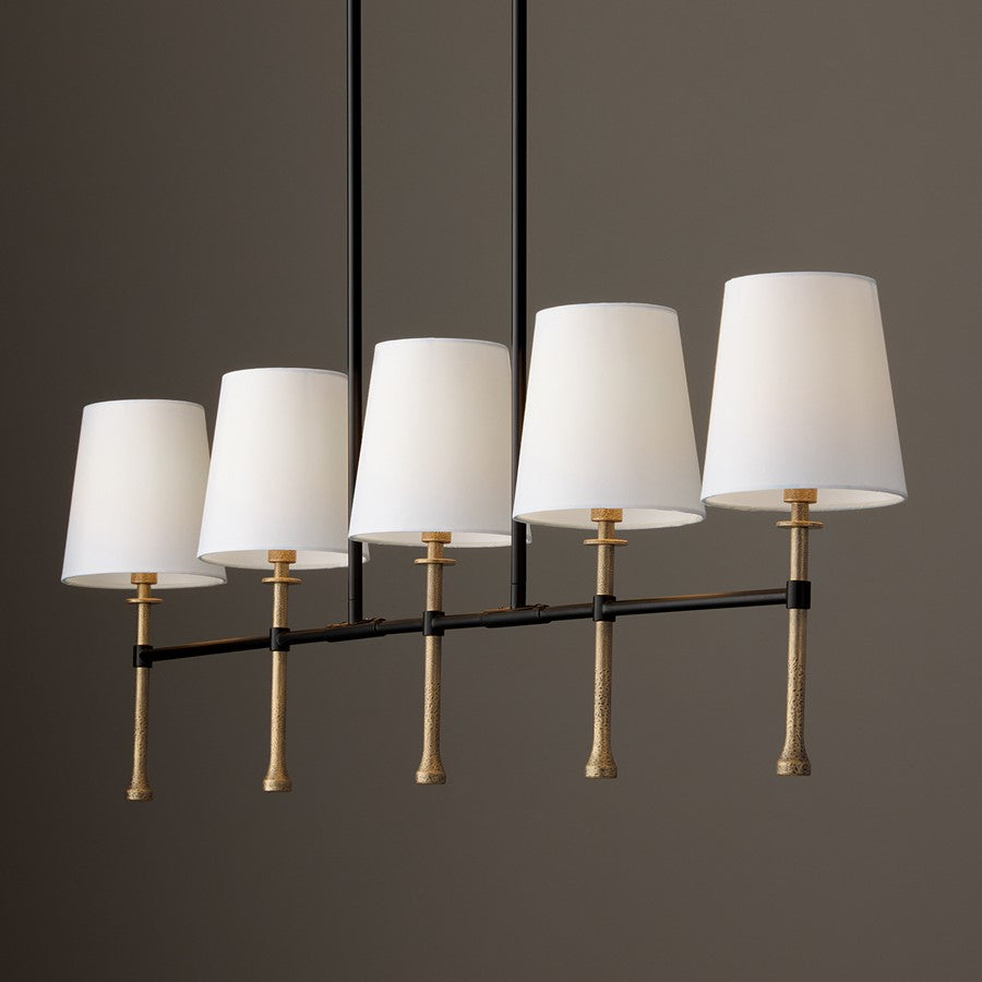 Capital Lighting Hollis 5Lt Linear Chandelier, Black/Gold/White