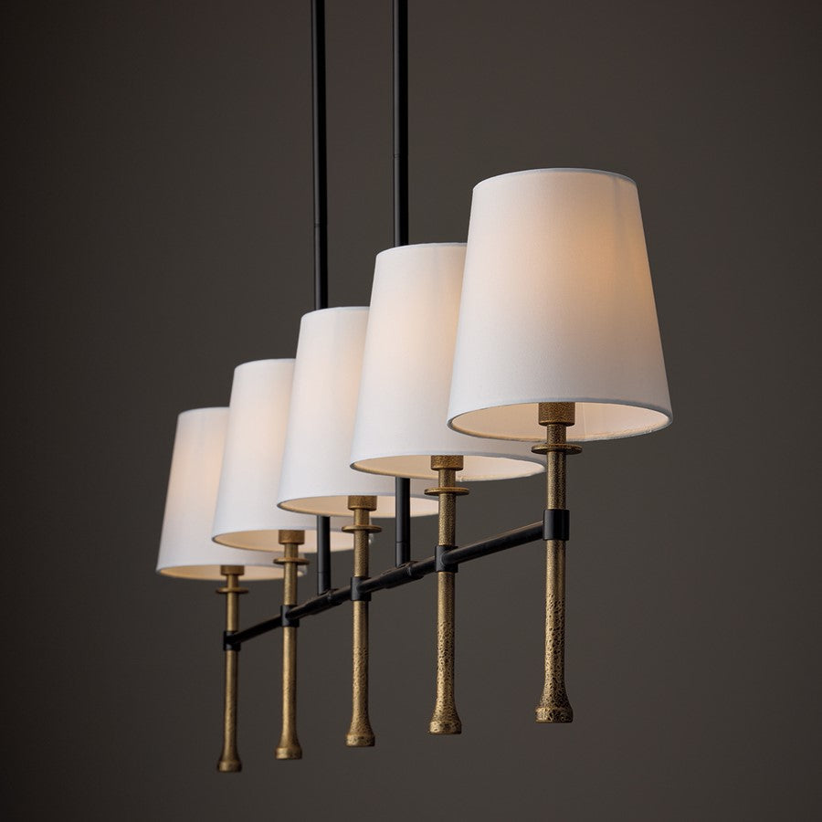 Capital Lighting Hollis 5Lt Linear Chandelier, Black/Gold/White