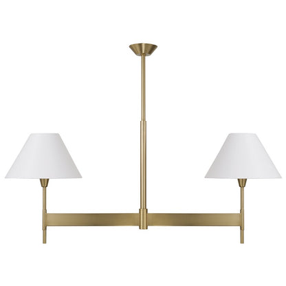 Capital Lighting Leland 2Lt Linear Chandelier, Brass/White Fabric - 860821AD-719