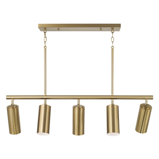 Capital Lighting Robbie 5 Light Linear Chandelier, Aged Brass - 861751AD