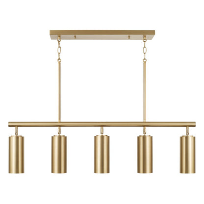 Capital Lighting Robbie 5 Light Linear Chandelier, Aged Brass