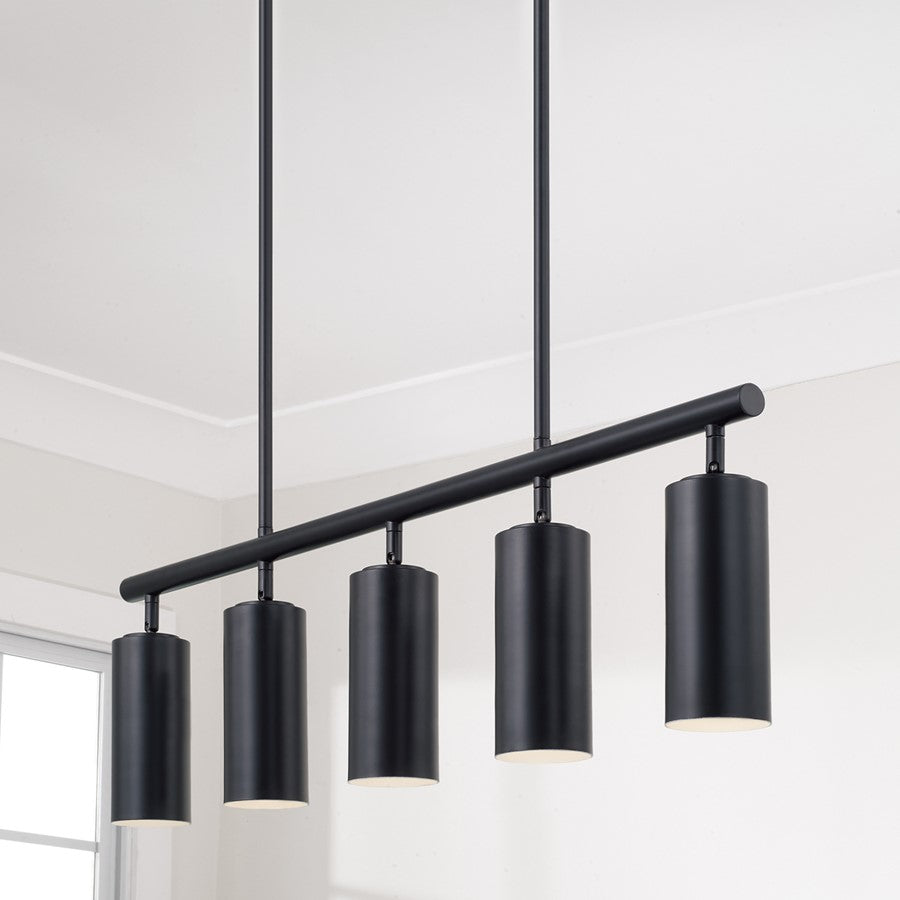 Capital Lighting Robbie 5 Light Linear Chandelier, Matte Black