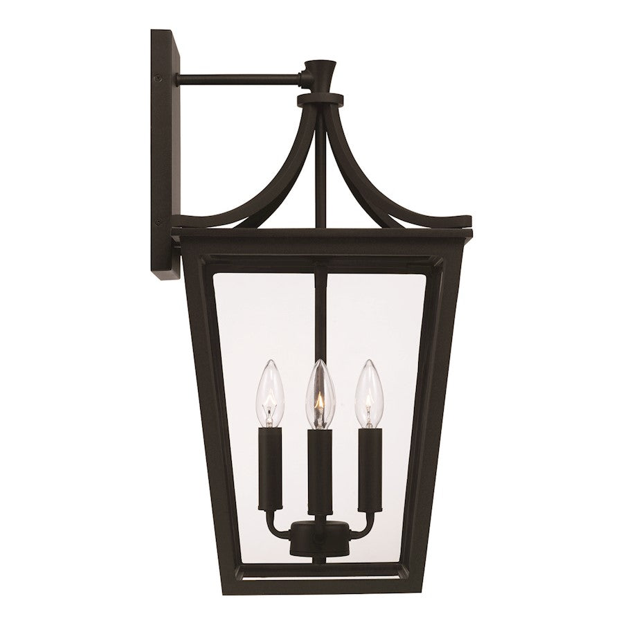 Capital Lighting Adair 4 Light Outdoor Post Lantern, Black/Clear