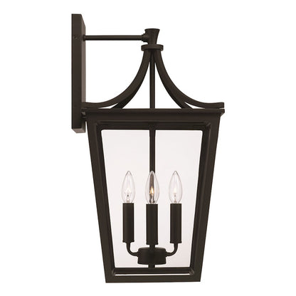 Capital Lighting Adair 4 Light Outdoor Post Lantern, Black/Clear
