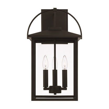 Capital Lighting Bryson 4 Light Outdoor Hanging Lantern, Black/Clear