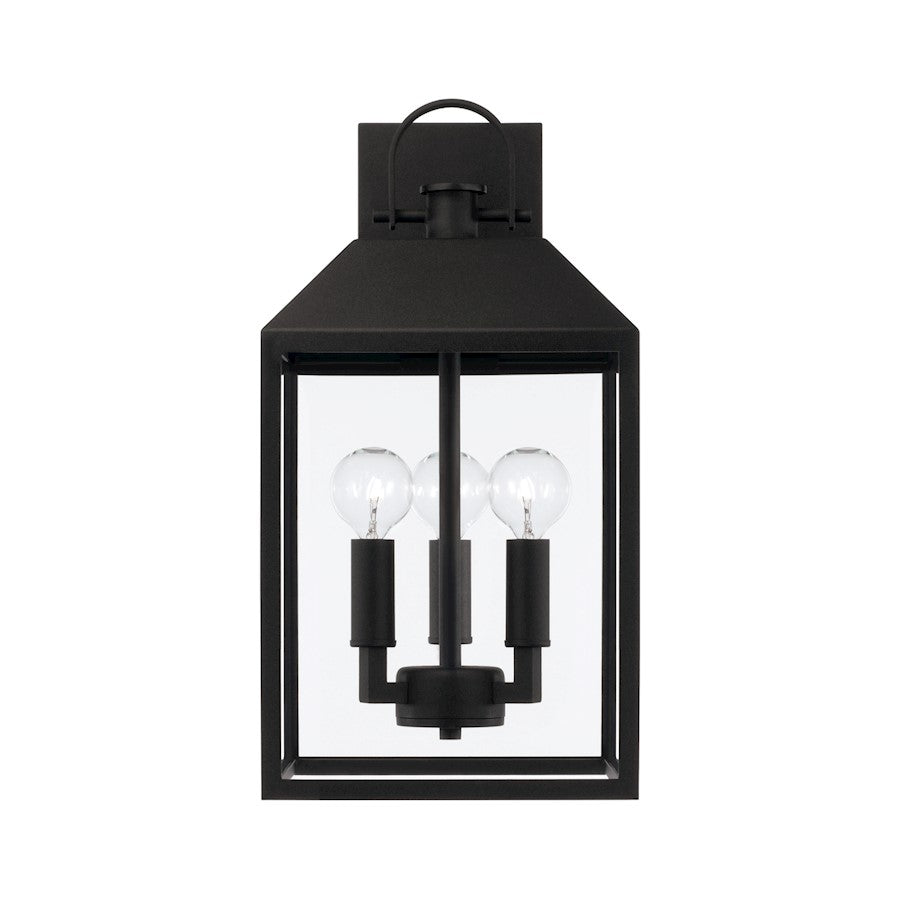 Capital Lighting Nelson 3Lt 17" Outdoor Wall Lantern, Black/Clear