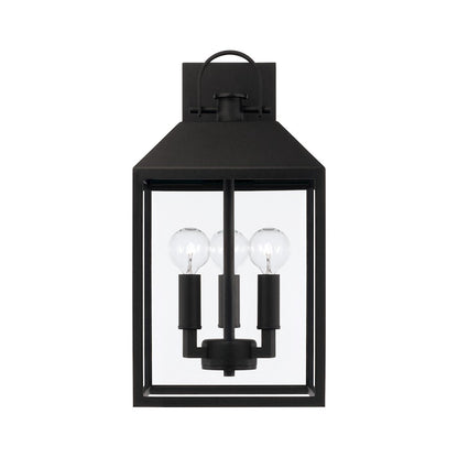 Capital Lighting Nelson 3Lt 17" Outdoor Wall Lantern, Black/Clear