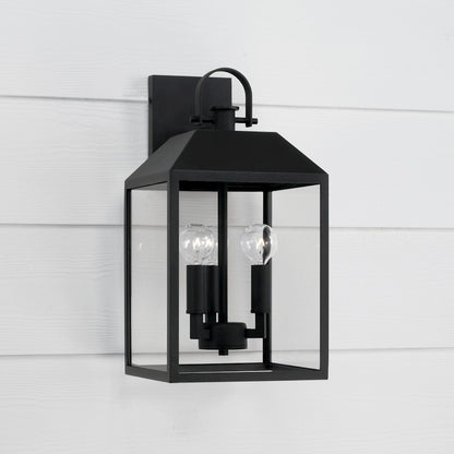 Capital Lighting Nelson 3Lt 17" Outdoor Wall Lantern, Black/Clear