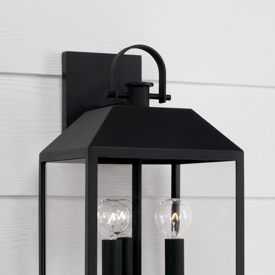 Capital Lighting Nelson 3Lt 17" Outdoor Wall Lantern, Black/Clear