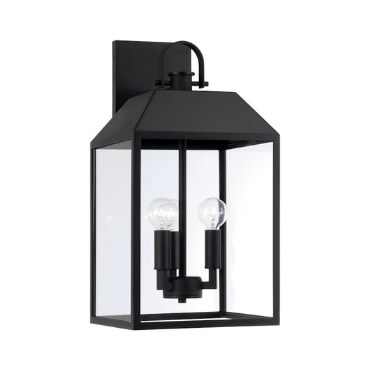 Capital Lighting Nelson 3Lt 19" Outdoor Wall Lantern, Black/Clear - 953432BK