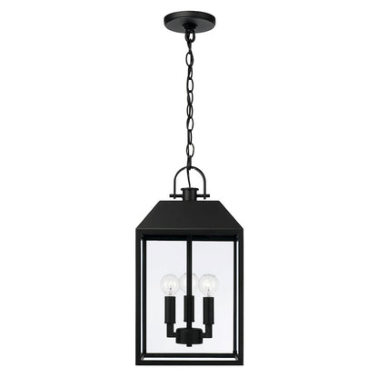 Capital Lighting Nelson 3Lt Outdoor Hanging Lantern, Black/Clear