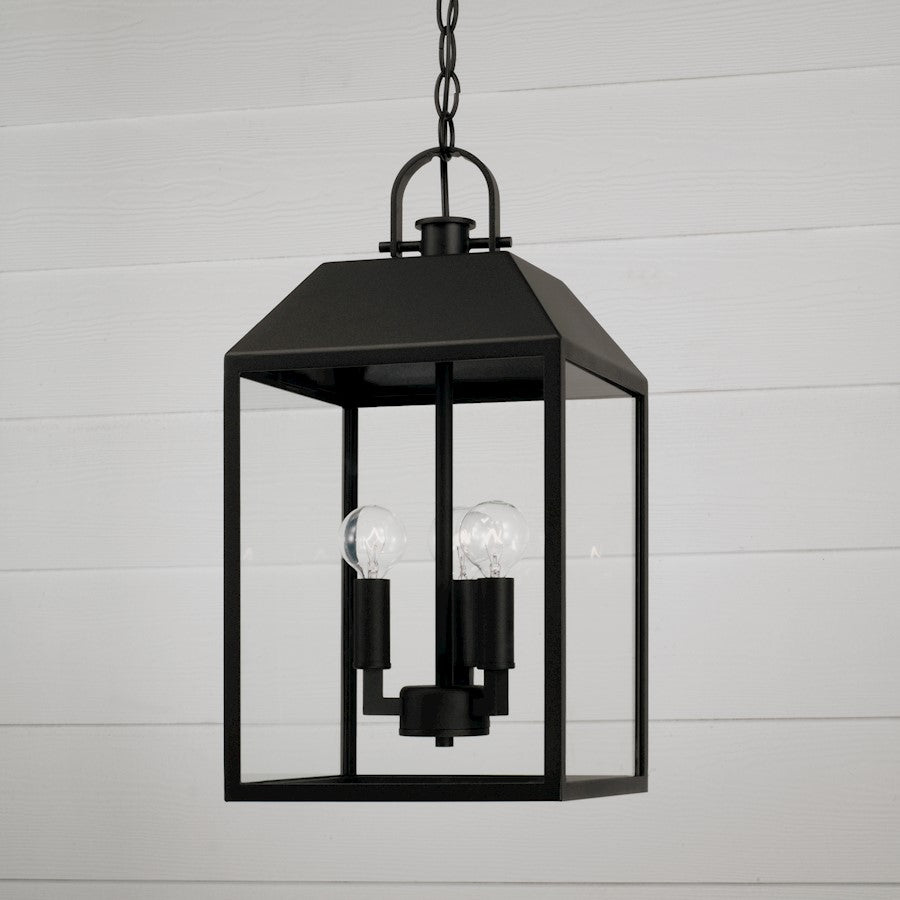 Capital Lighting Nelson 3Lt Outdoor Hanging Lantern, Black/Clear