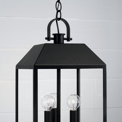 Capital Lighting Nelson 3Lt Outdoor Hanging Lantern, Black/Clear