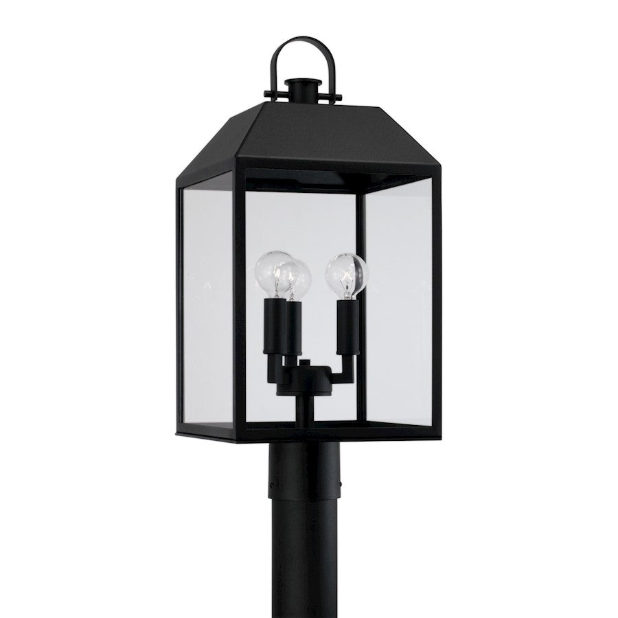 Capital Lighting Nelson 3Lt Outdoor Post Lantern, Black/Clear - 953435BK