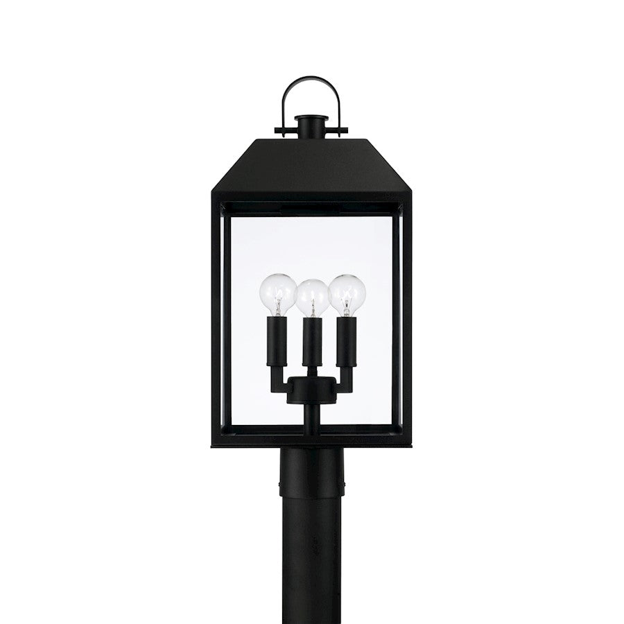 Capital Lighting Nelson 3Lt Outdoor Post Lantern, Black/Clear