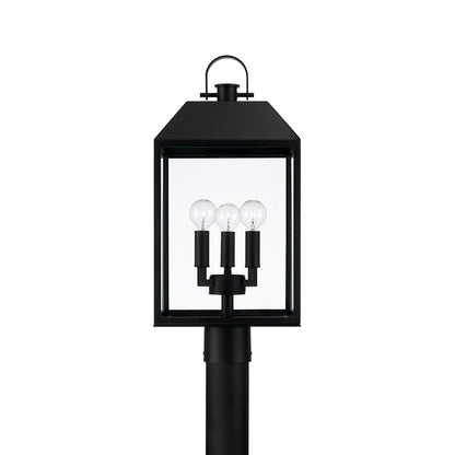 Capital Lighting Nelson 3Lt Outdoor Post Lantern, Black/Clear