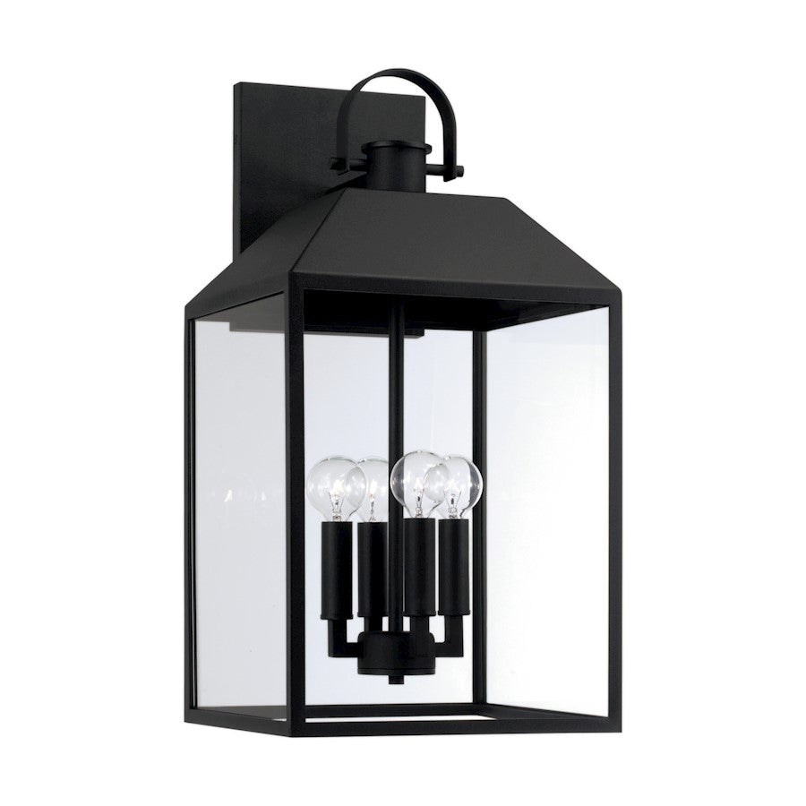 Capital Lighting Nelson 4Lt Outdoor Wall Lantern, Black/Clear - 953443BK