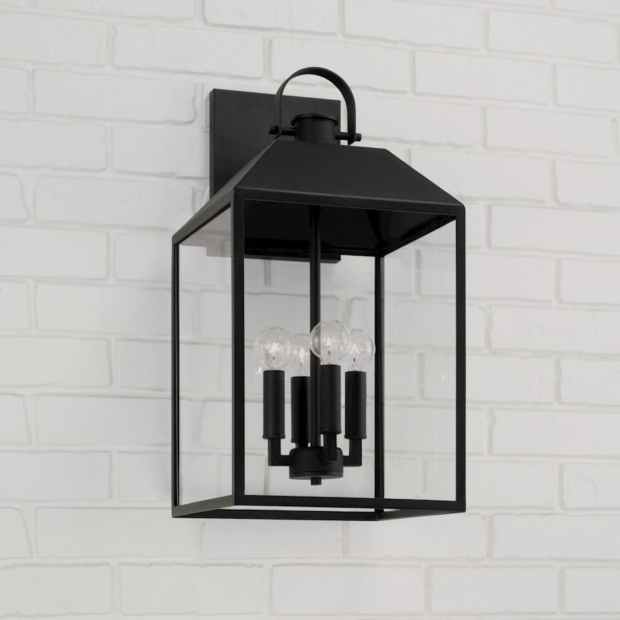 Capital Lighting Nelson 4Lt Outdoor Wall Lantern, Black/Clear