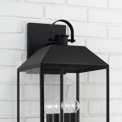 Capital Lighting Nelson 4Lt Outdoor Wall Lantern, Black/Clear