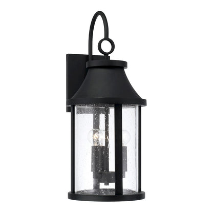 Capital Lighting Bridger 3Lt Outdoor Wall Lantern, Black/Clear Seeded - 953631BK