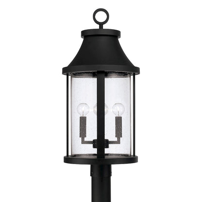 Capital Lighting Bridger 4Lt Outdoor Post Lantern, Black/Clear Seeded