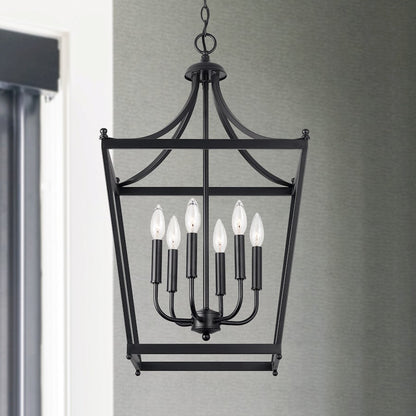 6 Light Foyer, Matte Black