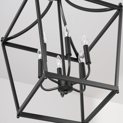 6 Light Foyer, Matte Black