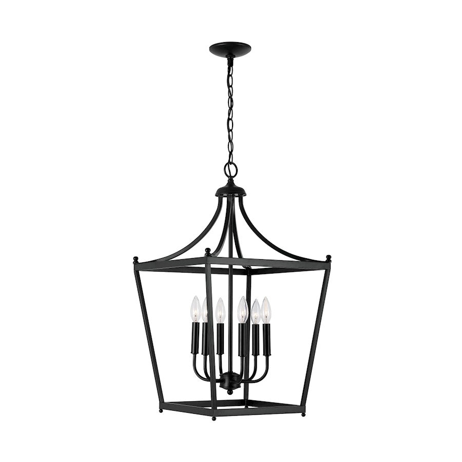 6 Light Foyer, Matte Black