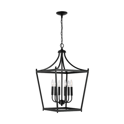 6 Light Foyer, Matte Black