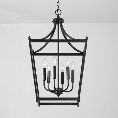 6 Light Foyer, Matte Black