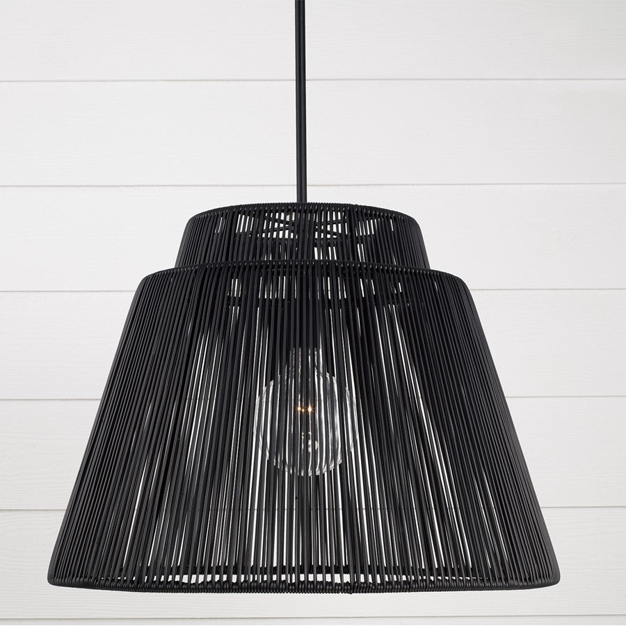 Capital Lighting Jasper 1 Light Outdoor Pendant, Oynx and Black