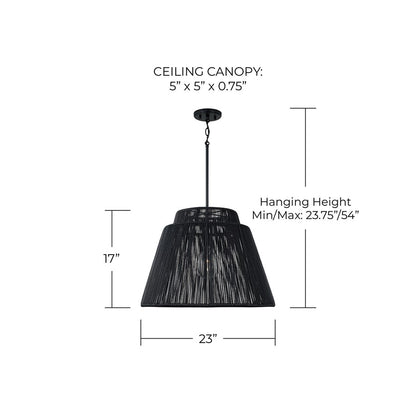 Capital Lighting Jasper 1 Light Outdoor Pendant, Oynx and Black
