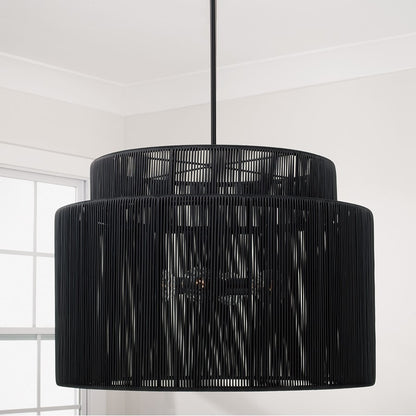 Capital Lighting Jasper 4 Light Outdoor Pendant, Oynx and Black