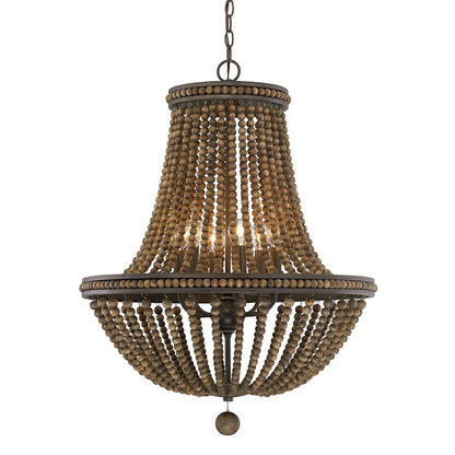 6 Light Chandelier, Tobacco