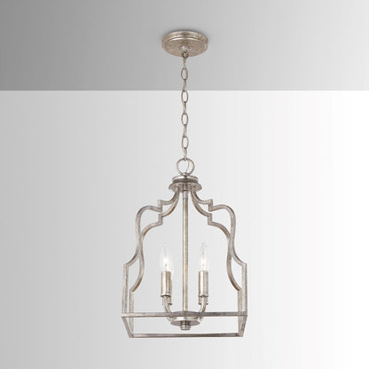4 Light Pendant, Antique Silver